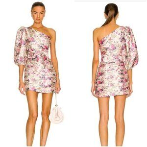 LoveShackFancy Altie Floral One Shoulder Dress $495
